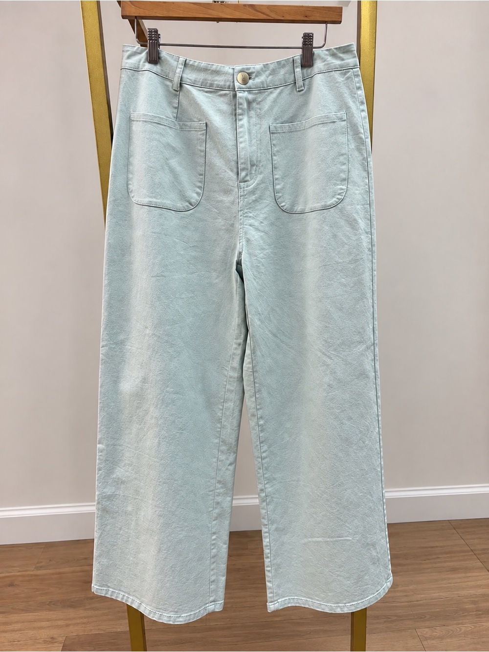 entro Mint Green Wide-Leg Cotton Chinos